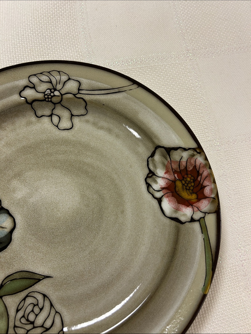 Pfaltzgraff Floral Ceramic Dinner Plate in Sage and Multicolor Accents image 3